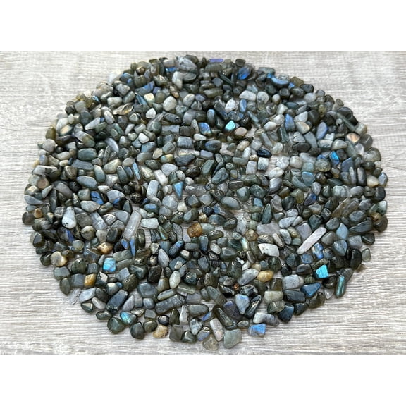 WHOLESALE Natural Semi Tumbled Labradorite BLue Gemstone Chips, Crushed Mini Crystals, Undrilled (Labradorite Blue, 0.25 Pound)