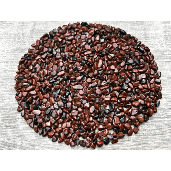WHOLESALE Natural Semi Tumbled Mahogany Obsidian Gemstone Chips, Crushed Mini Crystals, Undrilled (Mahogany Obsidian, 1 Pound)