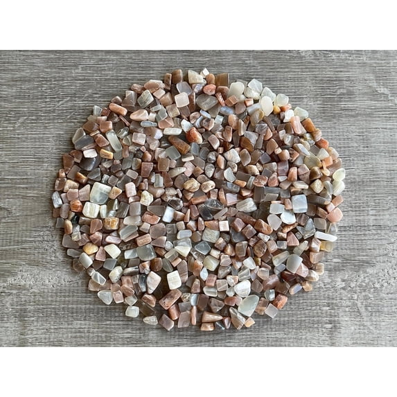 WHOLESALE Natural Semi Tumbled Multi Peach Moonstone Gemstone Chips, Crushed Mini Crystals, Undrilled (Multi Peach Moonstone, 0.25 Pound)