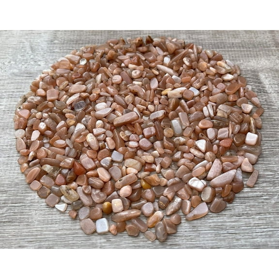 WHOLESALE Natural Semi Tumbled Peach Moonstone Gemstone Chips ( 2 oz / 0.125 lb )