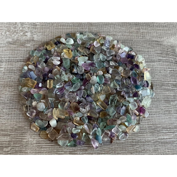 WHOLESALE Natural Semi Tumbled Rainbow Fluorite Gemstone Chips, Crushed Mini Crystals, Undrilled (Rainbow Fluorite, 0.25 Pound)