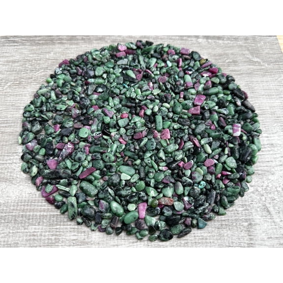 WHOLESALE Natural Semi Tumbled Ruby Zoisite Gemstone Chips, Ruby Zoisite Crushed Mini Crystals, Undrilled (Ruby Zoisite, 1 Pound)