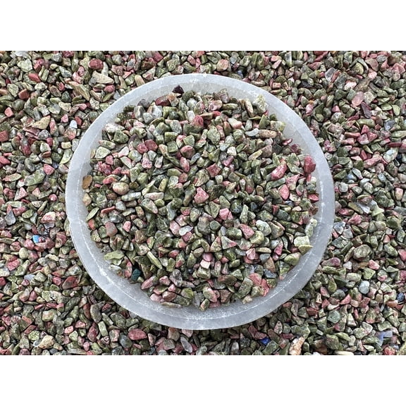 WHOLESALE Natural Unakite Semi Tumbled Gemstone Chips ( 2 oz / 0.125 lb )