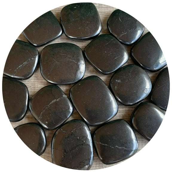 WHOLESALE Shungite Smooth Stones, Shungite Worry Stone, Shungite Palm Stone, Smooth Shungite Gemstone, Pocket Stone (2 Stones)