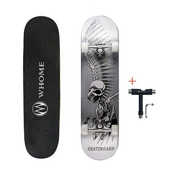 WHOME Skateboards for Adults/Kids Teens/Girl Beginner/Boy - 31"x8" Pro Standard Skateboard Complete 8-ply Alpine Maple Deck ABEC-9 Bearings with T-Tool