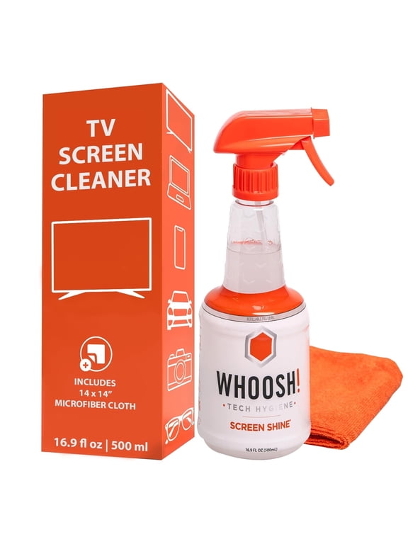 Refillable Screen Cleaner Kit - 16.9 fl oz Spray + Microfiber Cloth For TVs, Laptops, Phones, Car Displays, Sports Visors, Keyboards, Whiteboards Alcohol-Free, Safe for All Devices