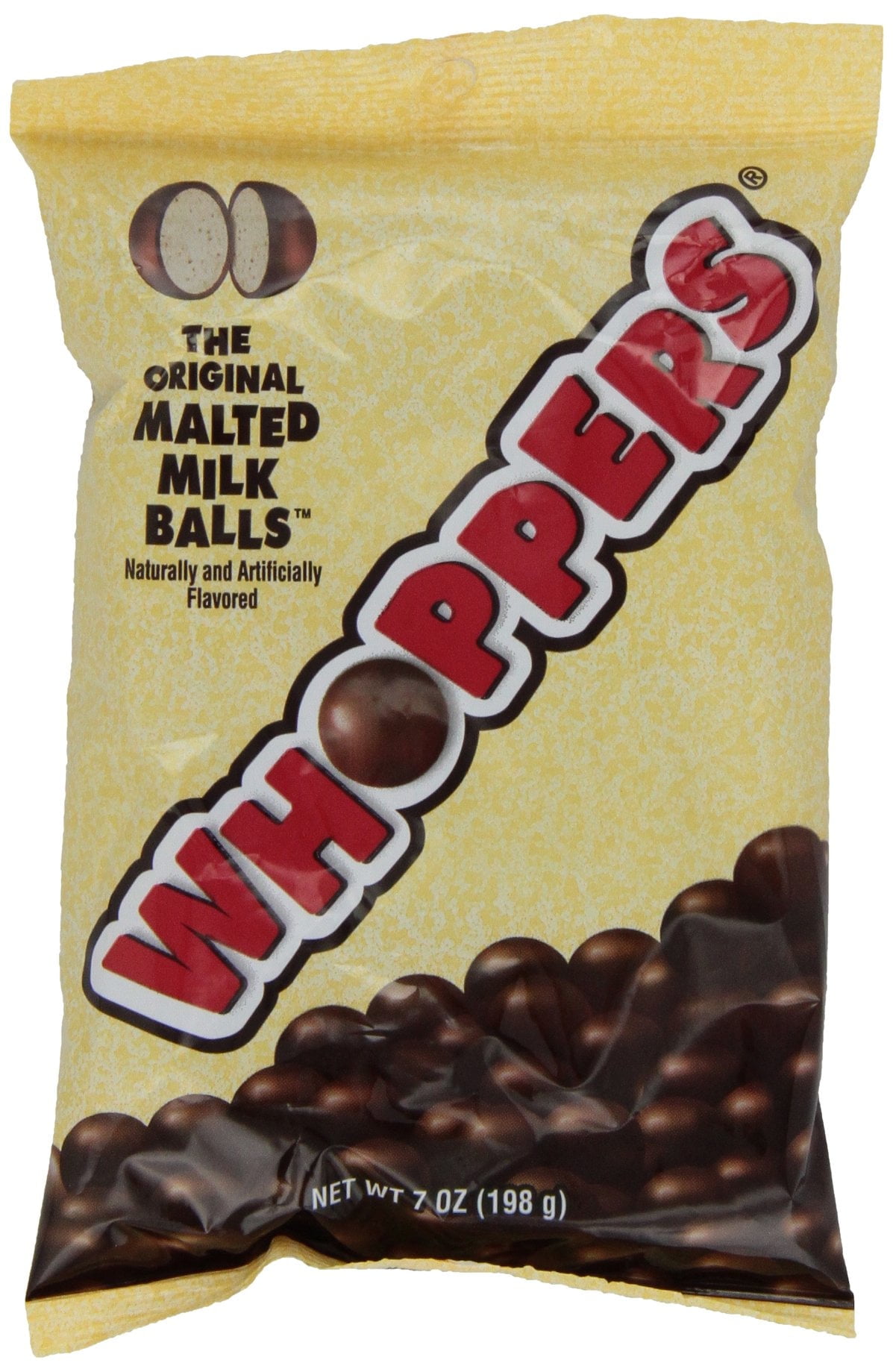 WHOPPERS Candy (Chocolate Covered Malted Milk Candy Balls),7 Ounce Bag (Pack  of 12) 