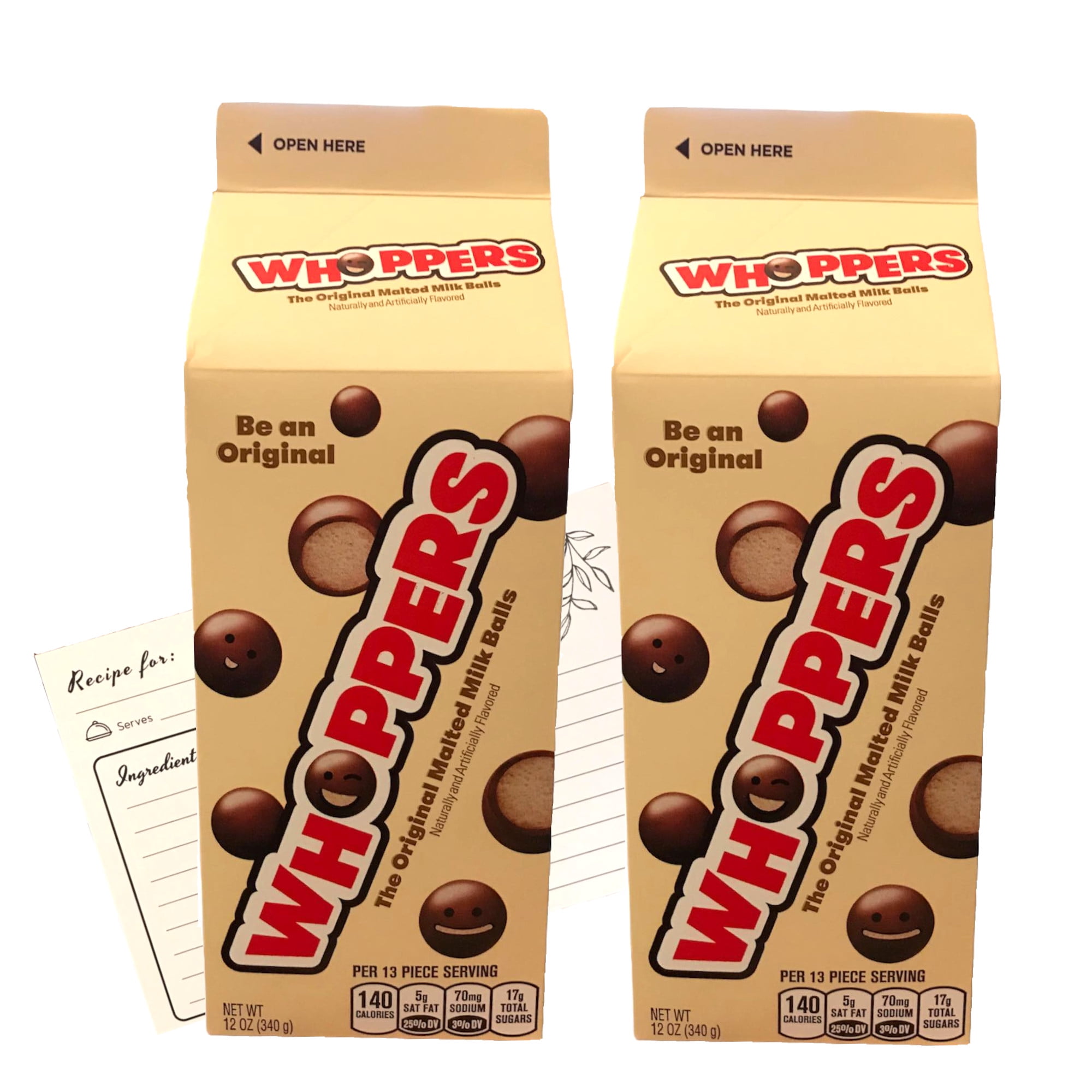 WHOPPERS Chocolate Malted Milk Balls Candy, 12 Ounce Cartons (Pack of 2)  With Recipe Card