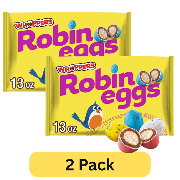 WHOPPERS Robin Eggs Malted Milk Balls, Easter Candy Bag, 13 oz, Pack of 2