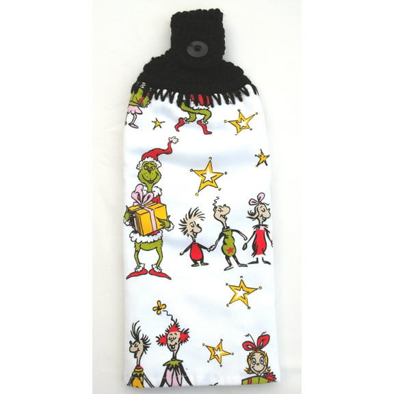 WHOVILLE & THE WHOS CHRISTMAS- HANDMADE DOUBLE/FULL CROCHET TOP HANGING KITCHEN TOWEL