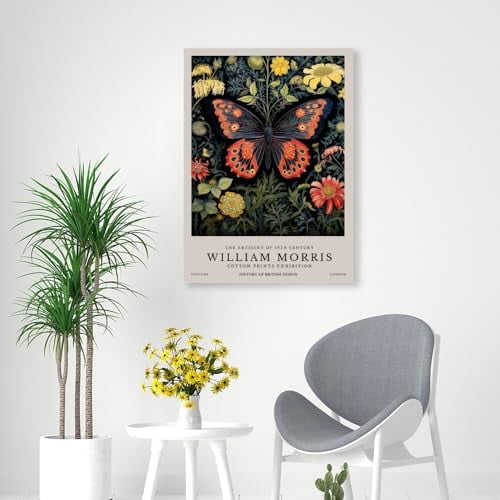WHQethrial William Morris Wall Art - Vintage Flower Butterfly Botanical ...