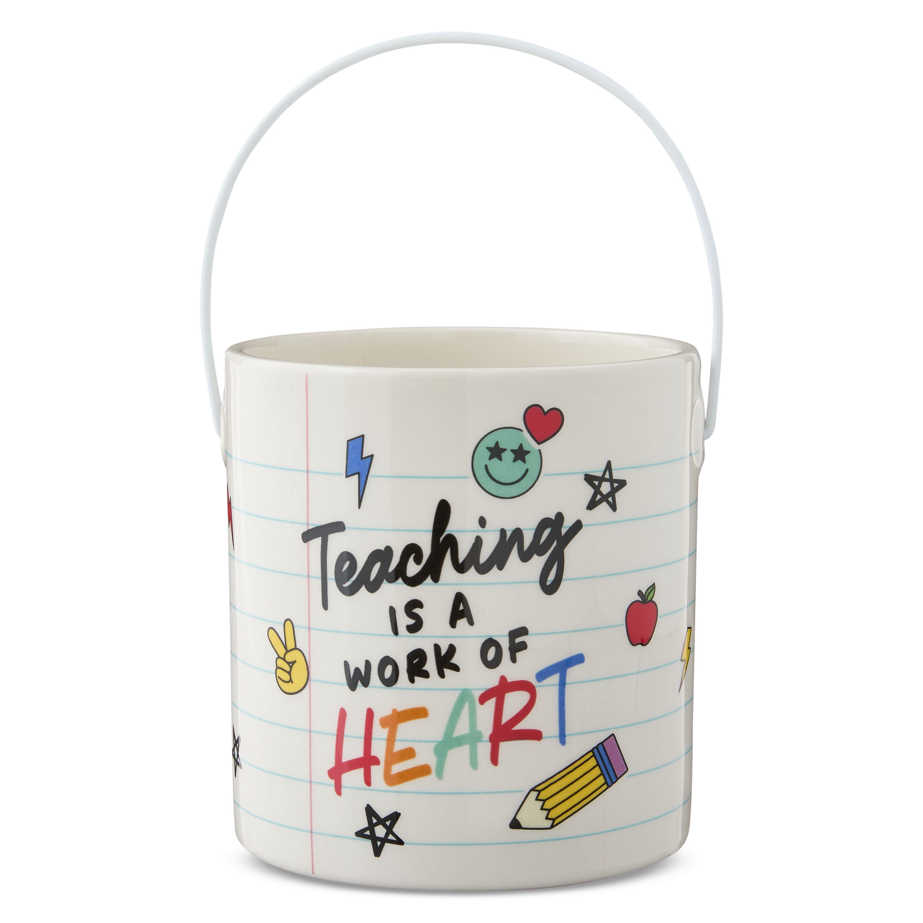Work of Heart Ceramic Pail, Multicolor, 5", Valentine's Day by Way To Celebrate