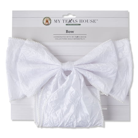 White Crepe Pearl Decorative Bow , 20", by My Texas House