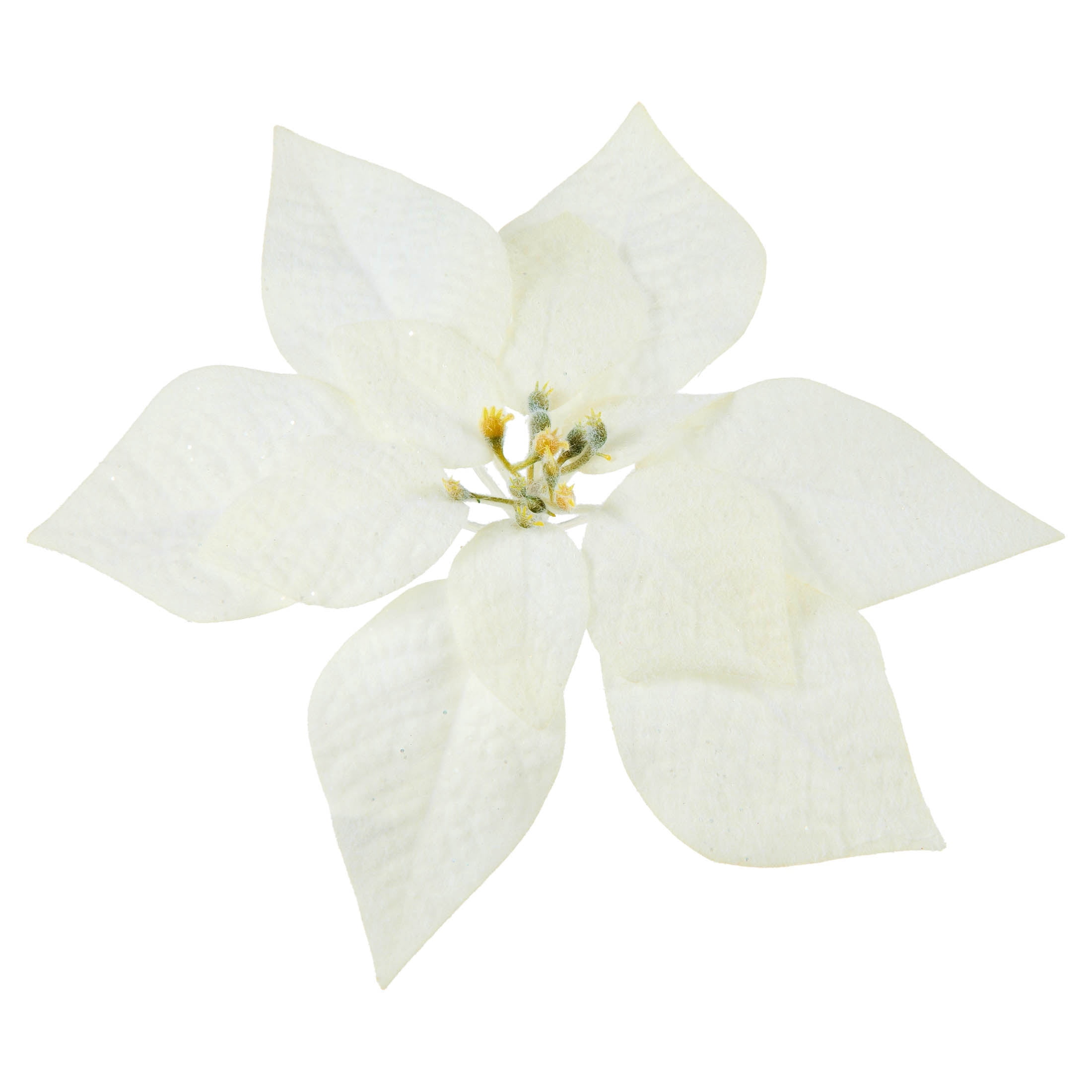 White Velvet-Feel Poinsettia Christmas Clip Ornament, 11", by Holiday Time