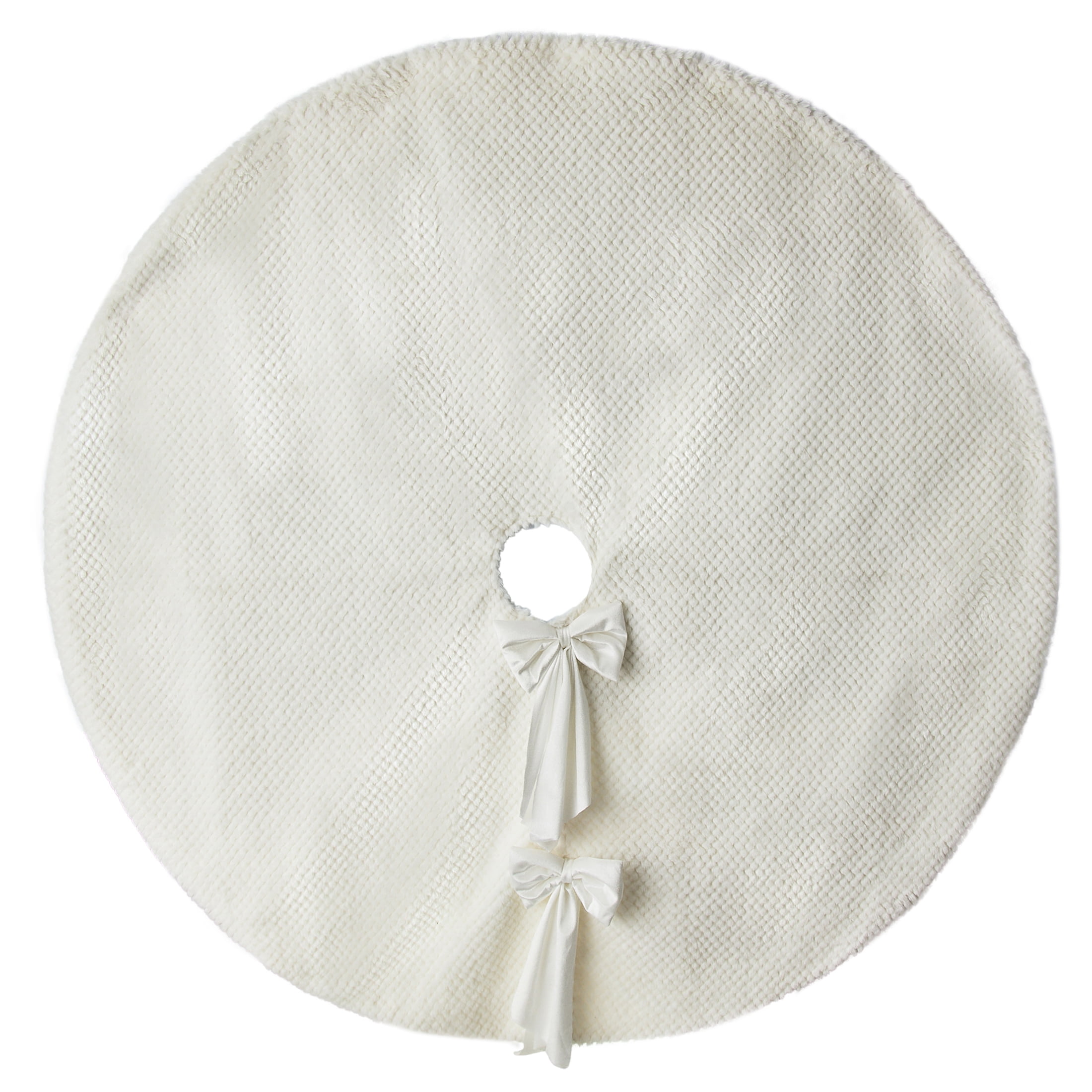 White Fur Christmas Tree Skirt, 56", by My Texas House
