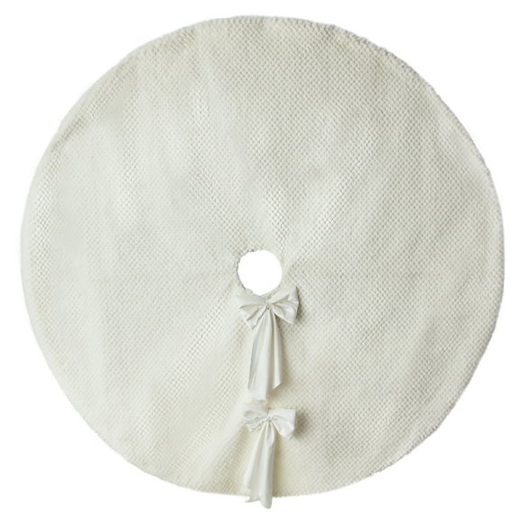White Fur Christmas Tree Skirt, 56", by My Texas House