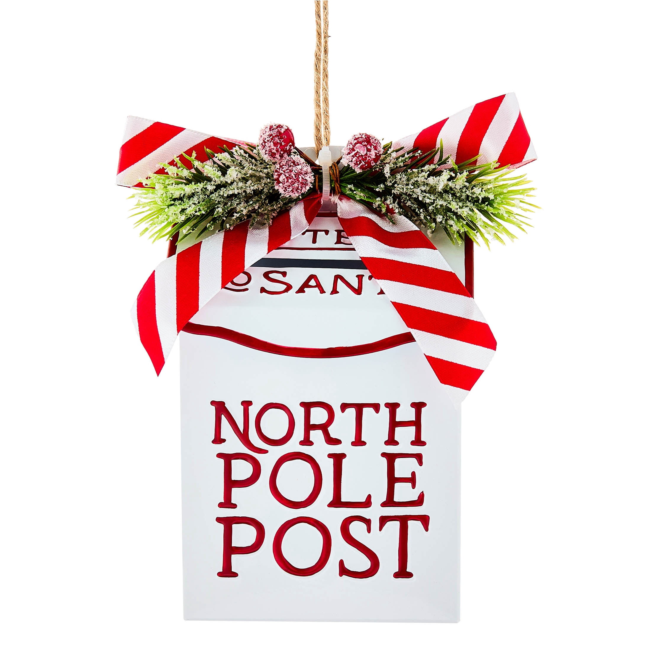 Multicolor Metal North Pole Post Mailbox Christmas Ornament, 6", by Holiday Time