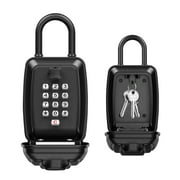 WHT MAKER Key Lock Box, Push Button Combination Lock Box for Keys Outdoor, Wall Mounted LockBox for House Keys with 12-Digit Combination Resettable Code, Key Hider Safe Box for Home Hotels