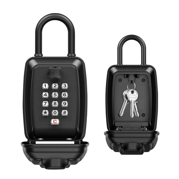 WHT MAKER Key Lock Box, Push Button Combination Lock Box for Keys Outdoor, Wall Mounted LockBox for House Keys with 12-Digit Combination Resettable Code, Key Hider Safe Box for Home Hotels
