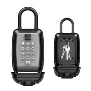 WHT MAKER Key Lock Box, Push Button Combination Lock Box for Keys Outdoor, Wall Mounted LockBox for House Keys with 12-Digit Combination Resettable Code, Key Hider Safe Box for Home Hotels