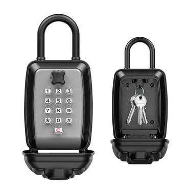 WHT MAKER Key Lock Box, Push Button Combination Lock Box for Keys Outdoor, Wall Mounted LockBox for House Keys with 12-Digit Combination Resettable Code, Key Hider Safe Box for Home Hotels