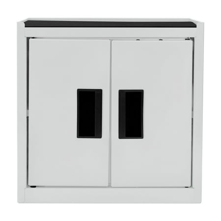 Hyper Tough Mini Tool Cabinet, 11.6-inch White Steel Storage with Double Doors & Top Mat