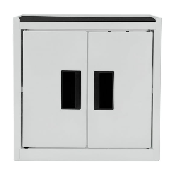 Hyper Tough Mini Tool Cabinet, 11.6-inch White Steel Storage with Double Doors & Top Mat