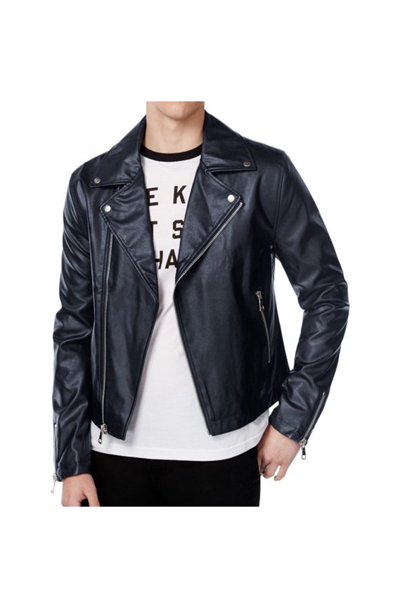 Mens Casual Motorcycle Jacket, Blue, Large