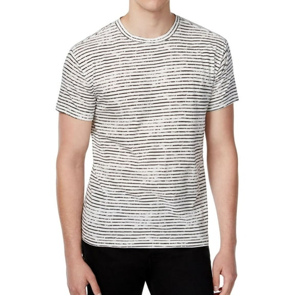 WHT SPACE Mens Chalk Stripe Graphic T-Shirt, White, Small