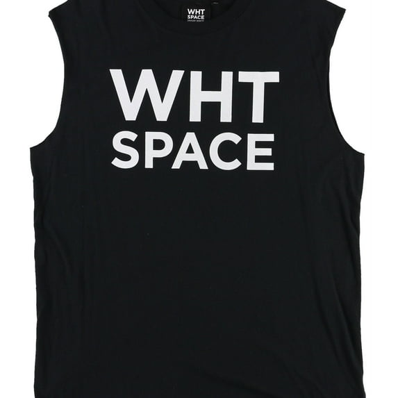 WHT SPACE Mens Cotton Logo Muscle Tank Top, Black, Large