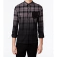 thumbnail image 1 of WHT SPACE Mens Ombre Plaid Button Up Shirt, Black, Medium, 1 of 2