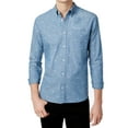 thumbnail image 1 of WHT Space NEW Blue Mens Large L Bird Print Chambray Button Down Shirt, 1 of 2