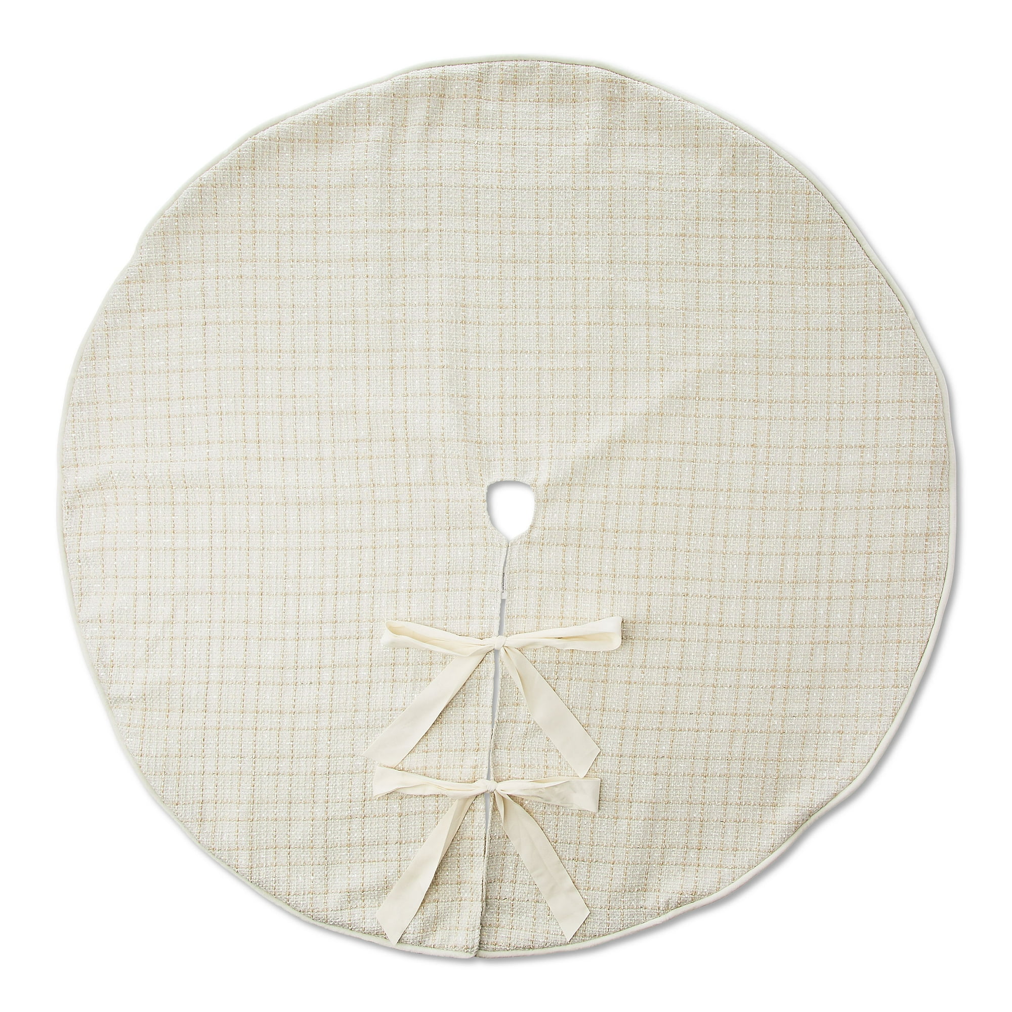 White Tweed Christmas Tree Skirt, 56", by My Texas House