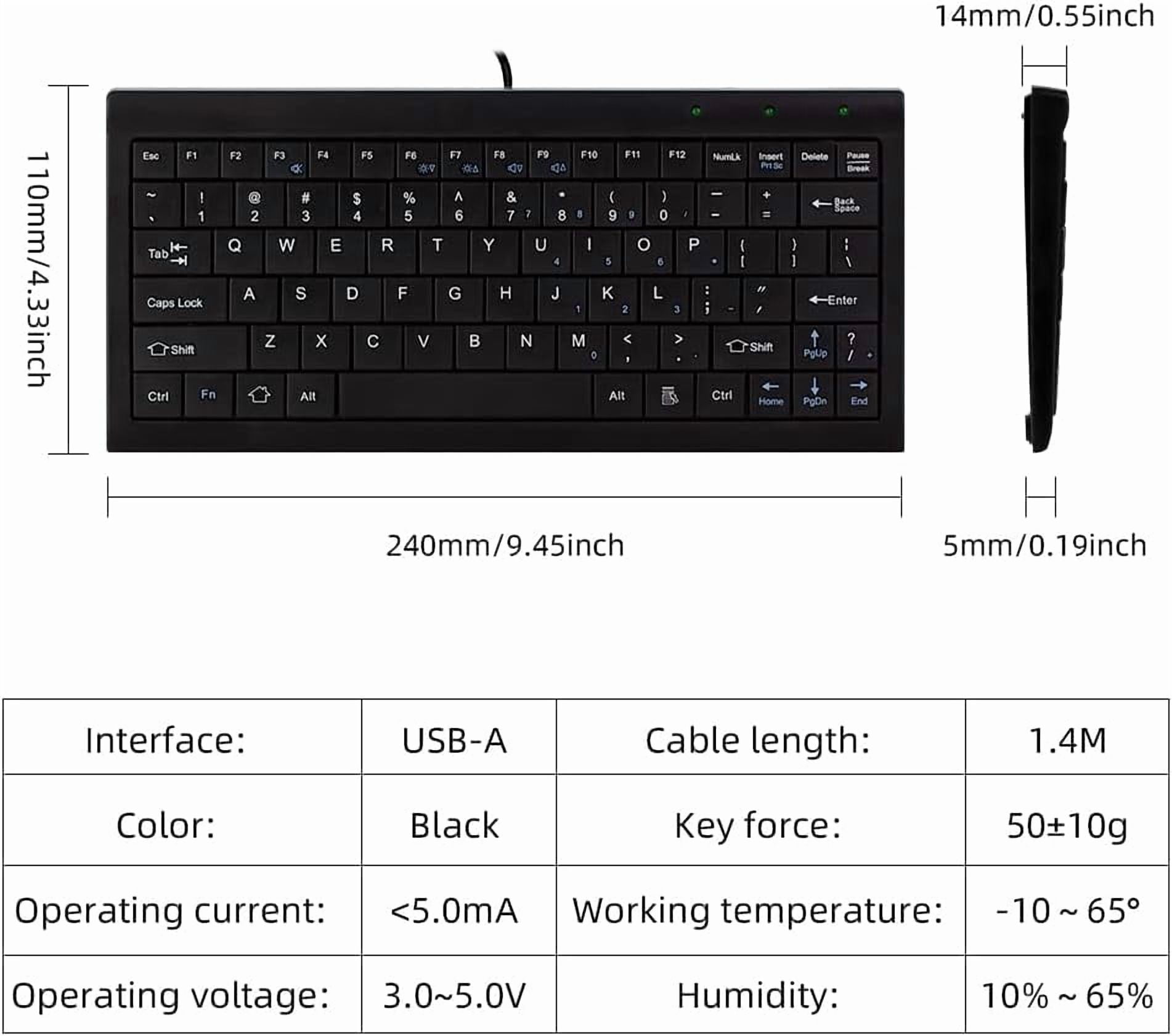 Window Qui WHUIJU-Mini Keyboard, Small Wired 82 Scissor Keys, USB Interface ...