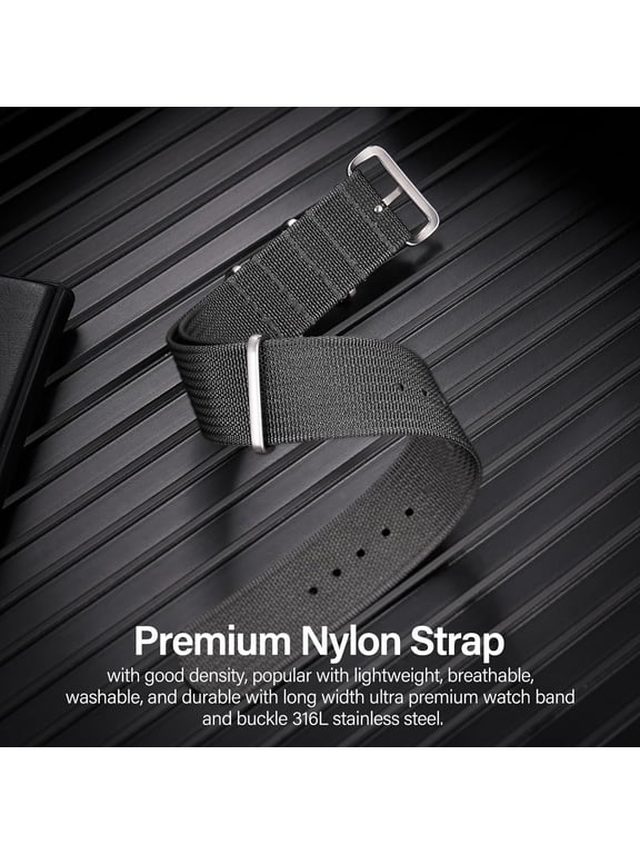 -Nylon Watch Band 18mm 19 mm 20mm 22 mm 24 mm, Waterproof Military Watch Straps Replacement for Men Women, With Stainless Steel Buckle