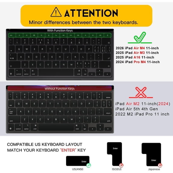 WHUIJU-Premium Keyboard Cover for iPad Air/Pro 11, iPad A16 with Magic ...