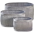 thumbnail image 1 of WHW French Country Style Oval Belly Planters, Set of 3, Gray, Galvanized Metal, Corrugated Cache Pots, 24.5, 20 and 14.5 inches, 1 of 8