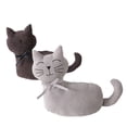 thumbnail image 1 of WHW Kitty Cat Door Stops, Corduroy Fabric, Bow Collars, Weighted, Grey and Brown, 11.75 Inches, 2 Piece Set, 1 of 8
