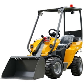 WHY500 Wheel Loader, Gasoline Small Front Loader with Canopy | 700kg Compact Wheel Loader with 500kg Tipping Load and Enlarge Bucket