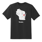 WI Map Wisconsin Home State Love Wisconsin Home Design Mens Graphic T Shirts for Men Women Black,L