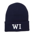thumbnail image 1 of WI Wisconsin State Embroidered Cuff Beanie - Navy OSFM, 1 of 5