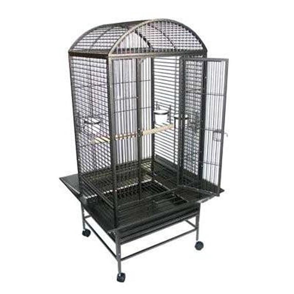 YML WI24ASR Dome Top Wrought Iron Parrot Cage in Antique Silver