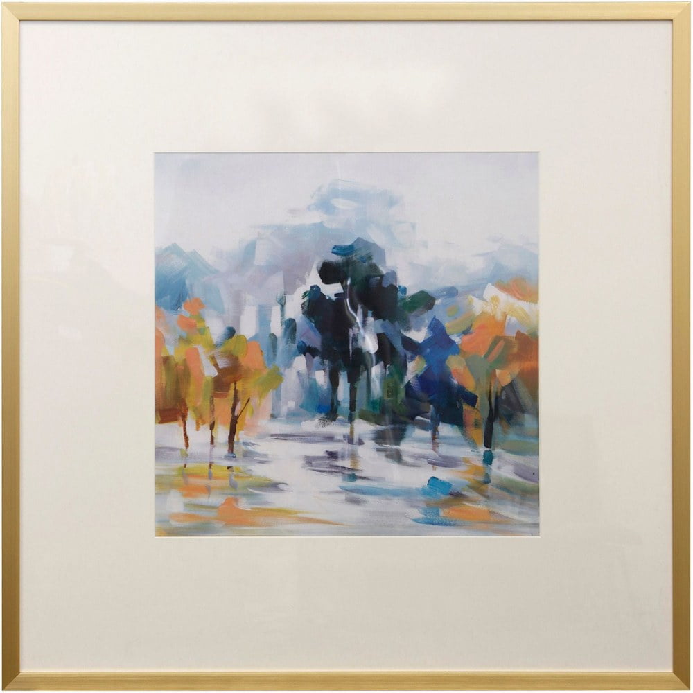 Large Gold Framed Watercolor Landscape Poster