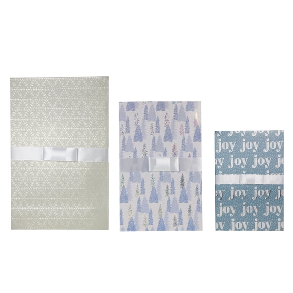 Wrap In A Hurry Christmas Apparel Box Set, Silver Joy, Assorted Sizes, 3 Count