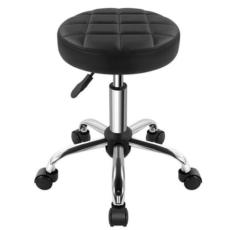 WIAIO Classic Swivel Stool with Wheel for Salon Work Home SPA Shop Height-adjustable Rolling Stool Chair Small,Black