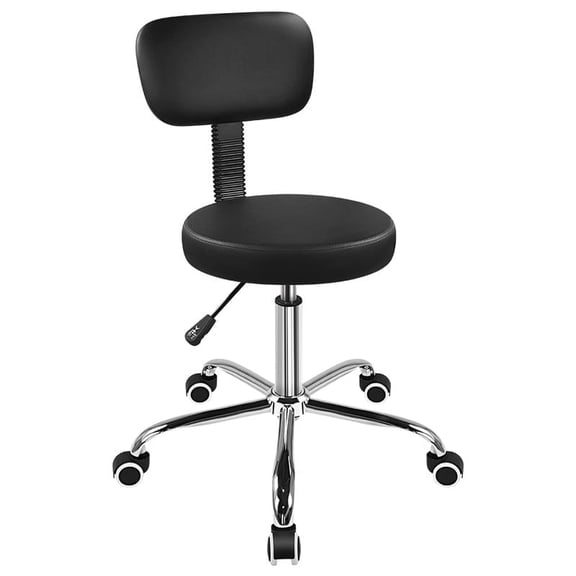 WIAIO Home Office Chair with Back Adjustable Drafting Chair Rolling Stool with Wheels Thick Seat Cushion for Shop Salon Bar Kitchen Studio, Black