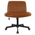 thumbnail image 1 of WIAIO PU Stool Chair with Wheels Hight Adjustable Swivel Vanity Chair for Home Office Desk Chair with Wide Seat,Brown, 1 of 6