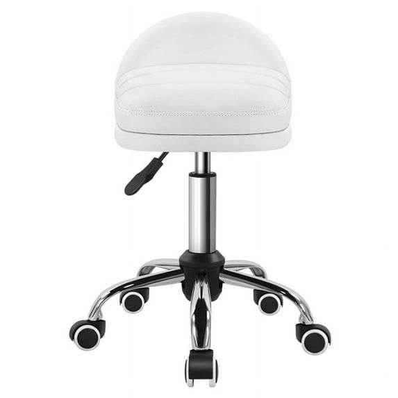 WIAIO Rolling Stool Chair with Wheel for Home Work SPA Massage Height-adjustable Swivel Stool with Low Back,White