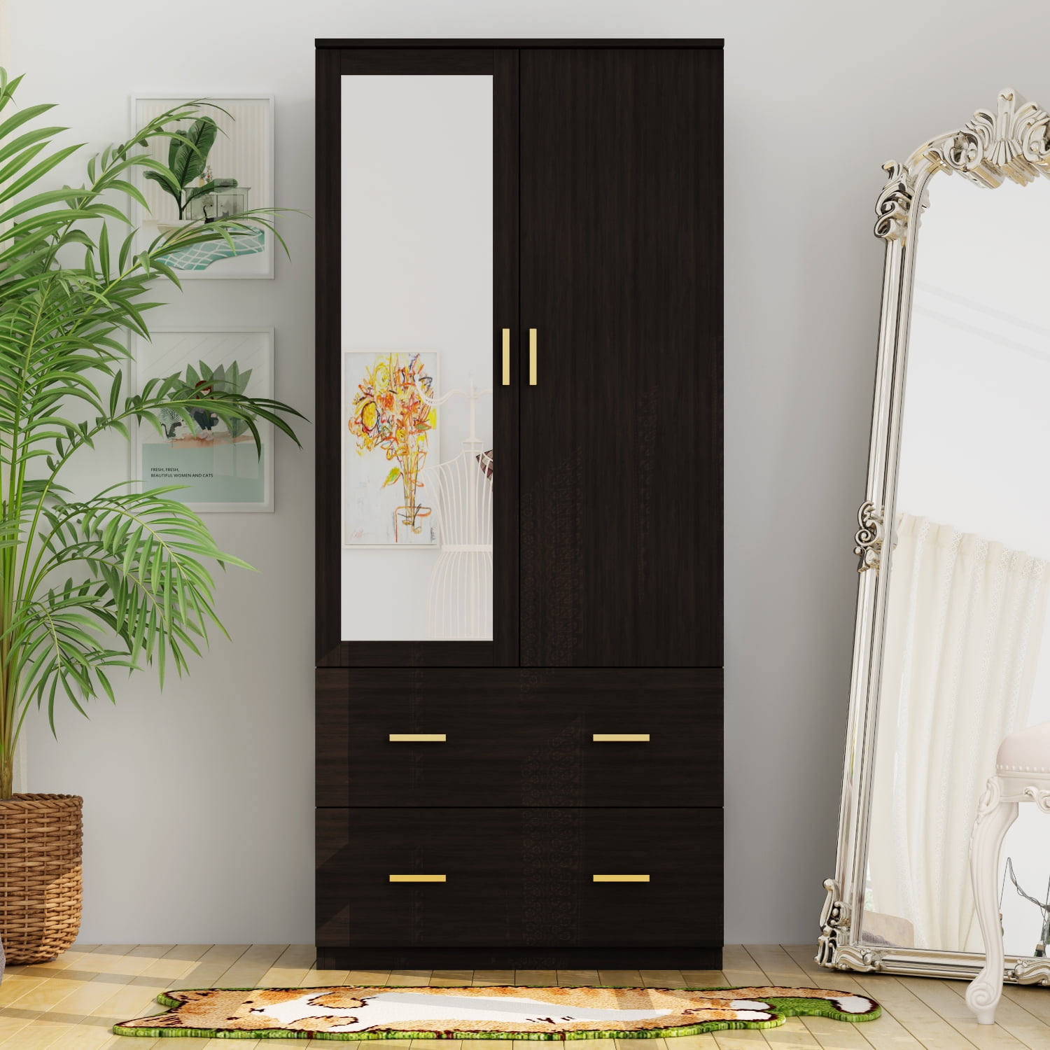 2 door wardrobe with dressing table discount