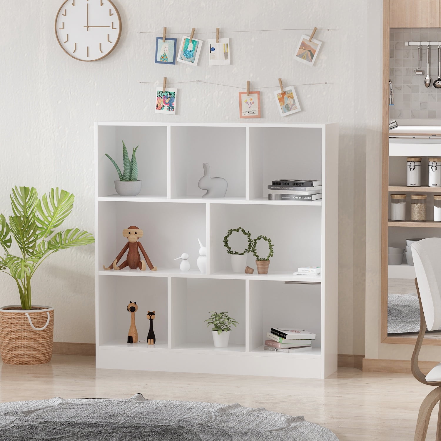 WIAWG 39.4" Modern 3 Tier Open Shelf Bookcase Storage Organizer Cube White